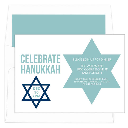 White Modern Star of David Invitations